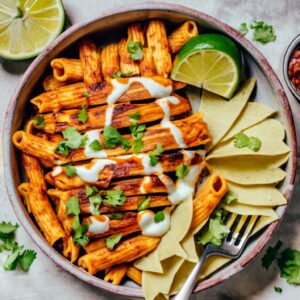 Chicken Taco Pasta Bake
 2 quart casserole dish